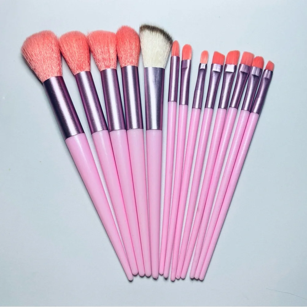 ✨13 Piece Makeup Brushes Pink and Coral Brush Set✨
